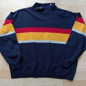 Vintage Pacer Petite Sweatshirt PM Wide Stripe Mock Turtleneck
